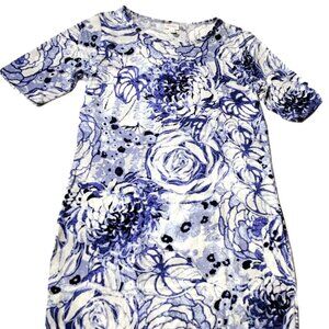 NEW NWT LuLaRoe Julia Pencil Dress Floral Blue White Slim Fitted Knee Length
